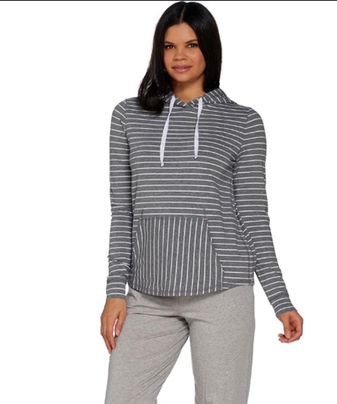 New Anybody French Terry Hoodie Grey Stripes 1x #75280