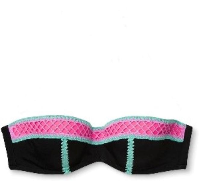 NWOT Shade & Shore 38C Vacay Bandeau Strapless Black Net Swim Top 87825