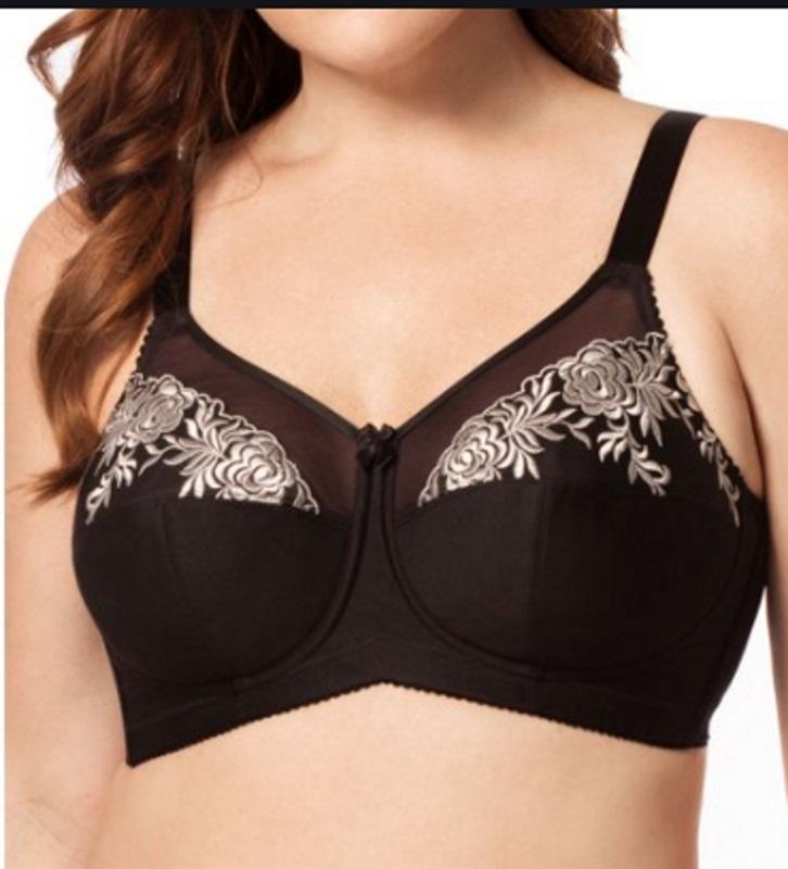 Pre Owned Elila 36F Embroidered Full-Figure Bra 1301 Black #79781
