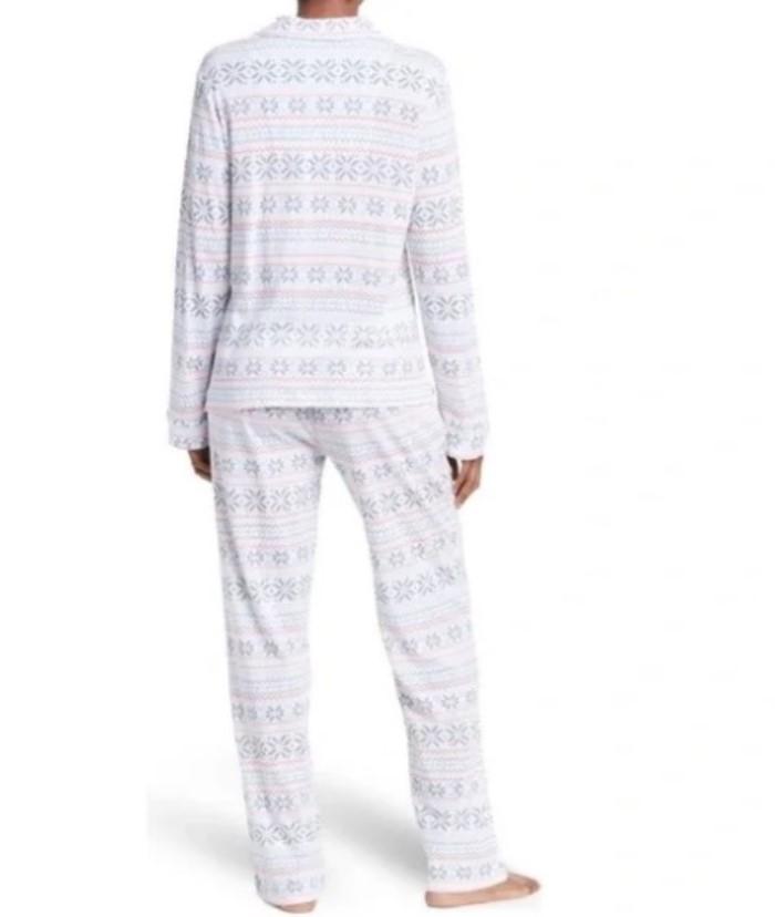 New PJ Salvage Festive Fairisle Long Sleeve Knit Lounge Top XL Charcoal #87666