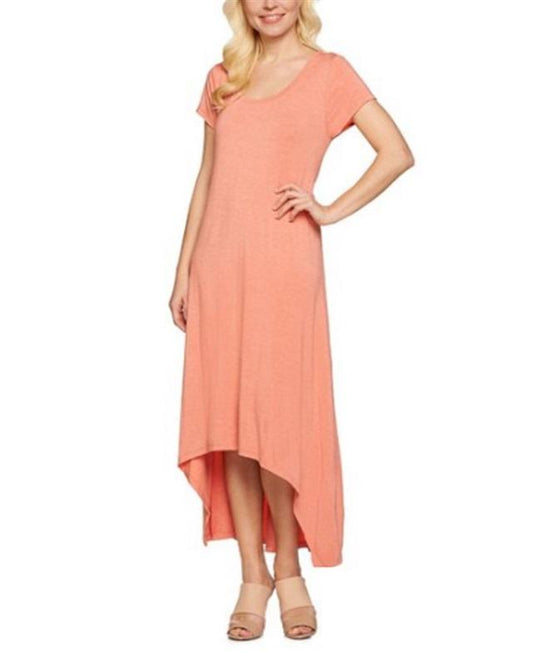 NWt H by Halston Hi-Low Hem Maxi Dress Scoop Neck Gray Medium #73789
