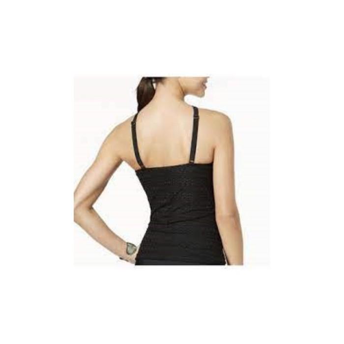 NWT Island Escape 8 Aloha Tankini Lace Crochet Swimsuit Top Black #84247