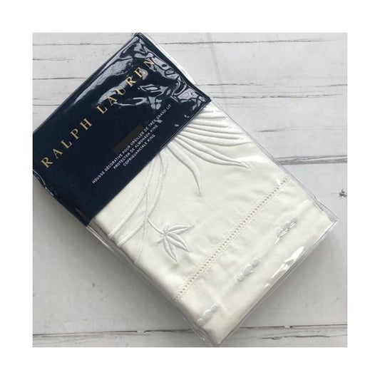 NWT Ralph Lauren Islesboro Hillsboro Embroidered White Pillowcase Sham 86934