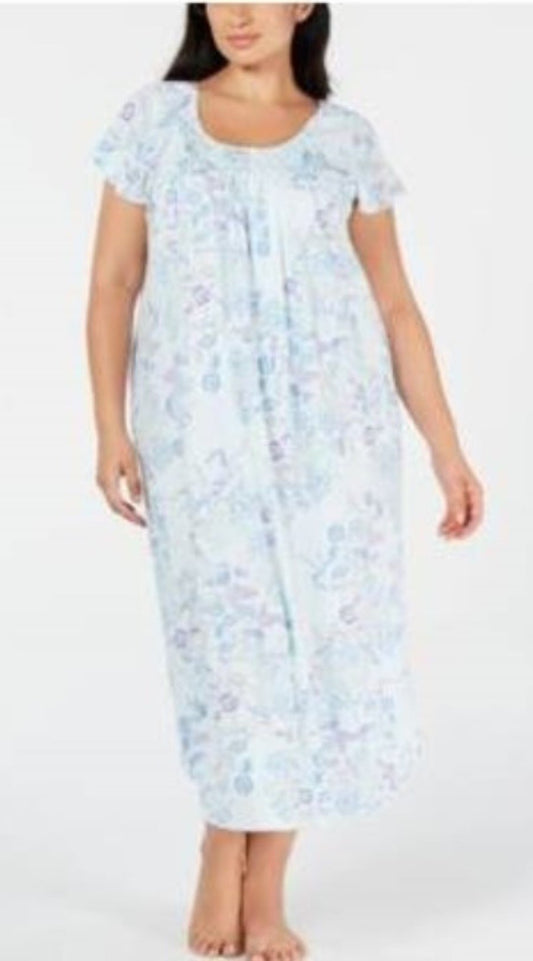NWT Miss Elaine SM Short Sleeve Cottonessa Floral-Printed Long Nightgown #89570