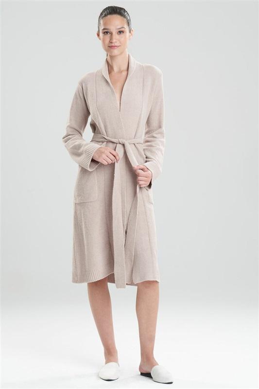 NEW Natori XL Aura Solid Robe Minky Soft Taupe Belted 92300