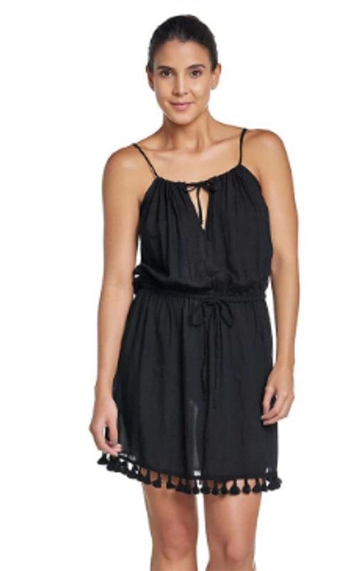 NWT Pilyq XS Midnight Nina Tassel Mini Dress Swimsuit Cover UP 92314