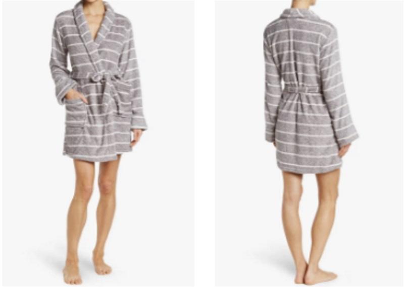 NEW PJ Salvage Print Pocket Robe Grey Stripes M 92289