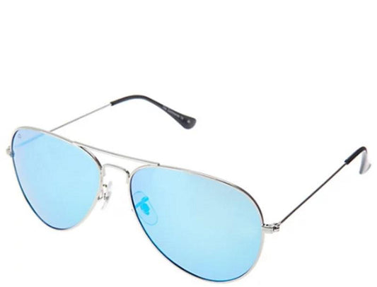 Prive Revaux Commando Aviator Polarized Sunglasses Silver Blue Lens #78119