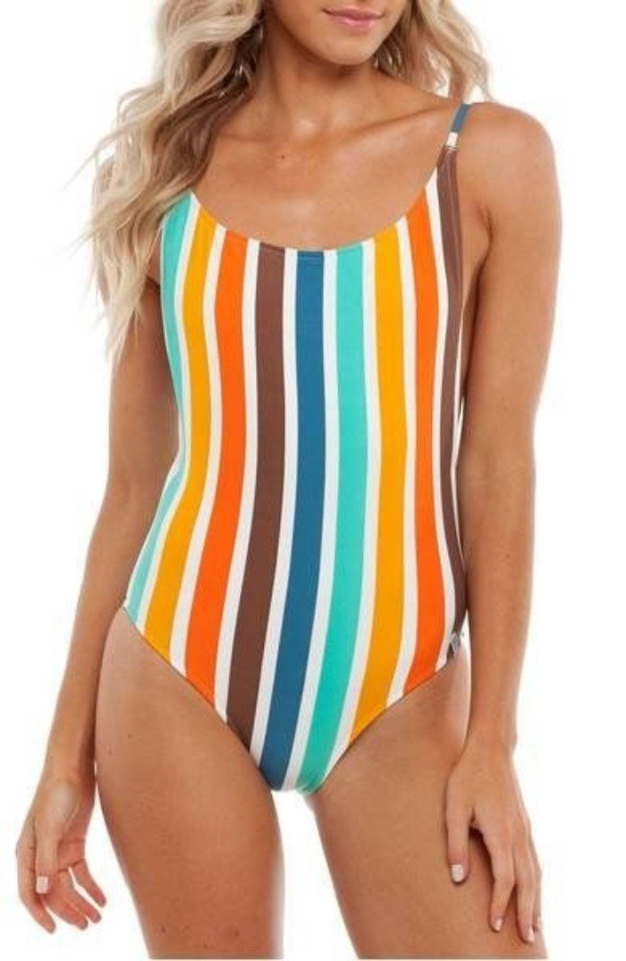 NEW Rhythm XS Zimbabwe Rainbow Stripe One Piece Swimsuit XS #86193