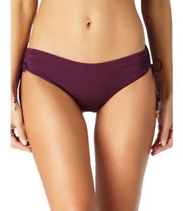 NWT Anne Cole XS Live In Color Alex Side Tie Bikini Bottom Burgundy 87635