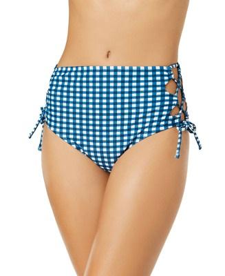 NWT Hula Honey S Picnic Gingham High-Waist Lace-Up Bikini Swim Bottoms #88308