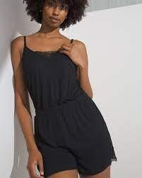 NWT Soma XXL Cool Nights Rib Lace Romper Black 92331