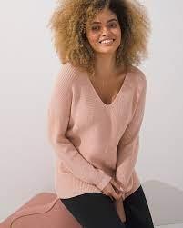 NWT Soma XXL V Neck Shine Sweater Peach 92338