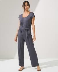 NWT Soma XL Tie Front Crop Jumpsuit Gray 92128