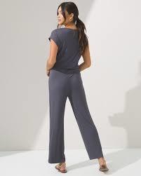 NWT Soma XL Tie Front Crop Jumpsuit Gray 92128