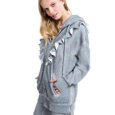 Sample Wildfox Minka Ruffle Hoodie Grey S Sweatshirt 92153