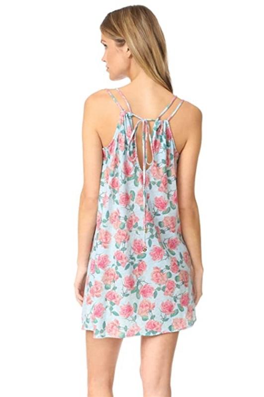 NWT Wildfox SM Dusty Turquoise Pink Rose Lily Slip Sun Dress Swim Cover up 83787