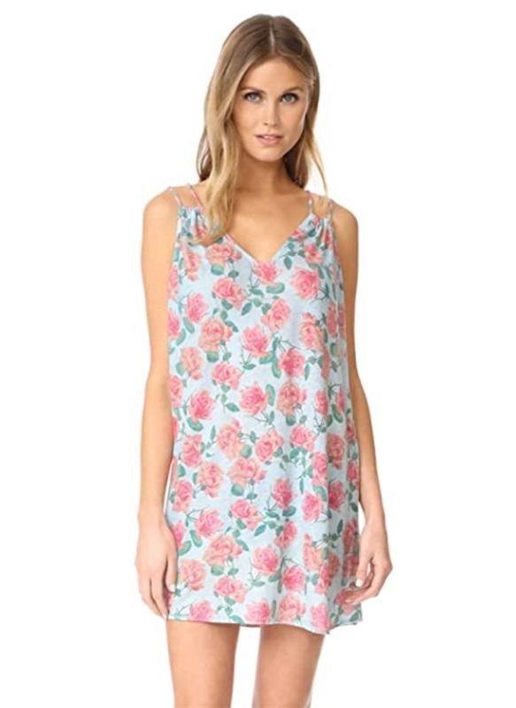 NWT Wildfox SM Dusty Turquoise Pink Rose Lily Slip Sun Dress Swim Cover up 83787