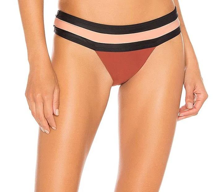 NWOT PIlyq Papaya S Banded Color Block Cheeky Bikini Swim Bottoms #100043