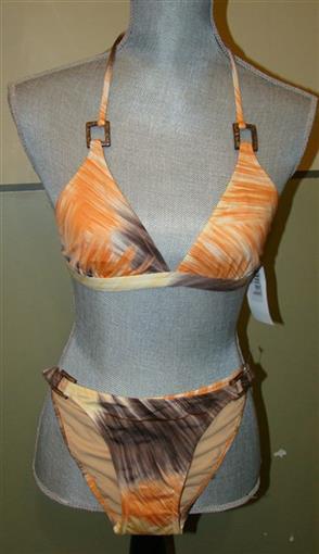NEW BCBG Max Azria M Bikini Hawaiian Tye Dye Halter Top Bottom Orange 100100