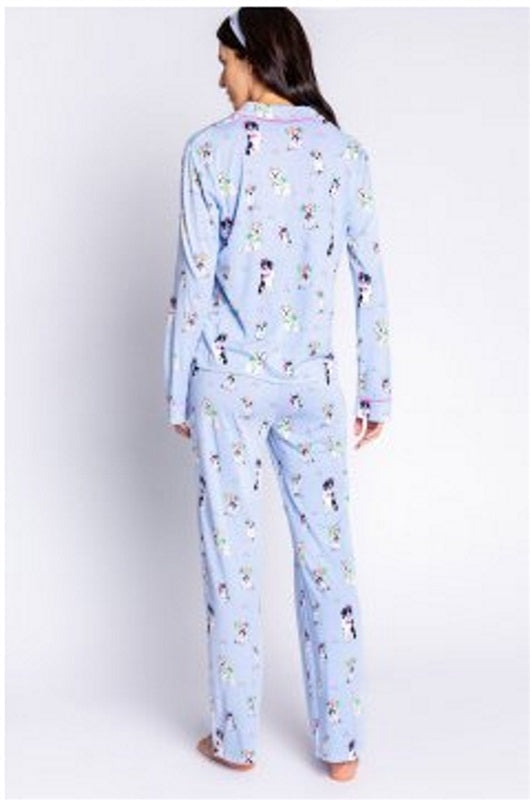 NWT PJ Salvage L Playful Prints Dog Lover Cotton Pajama Set Blue 100128