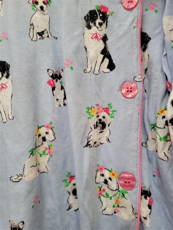 NWT PJ Salvage L Playful Prints Dog Lover Cotton Pajama Set Blue 100128