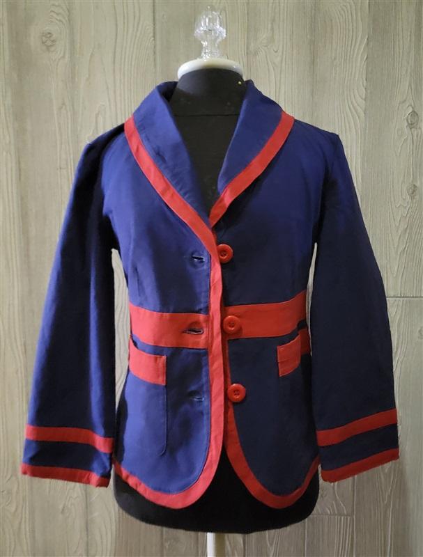 NWT Anthropology Tulle M Navy Blue & Red Trim Blazer Jacket 100318