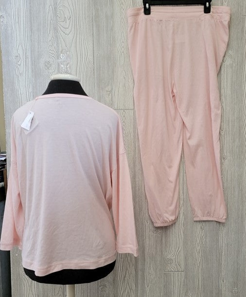 NWT Papinelle L Unwind Henley Jogger Pajamas Pink 100320