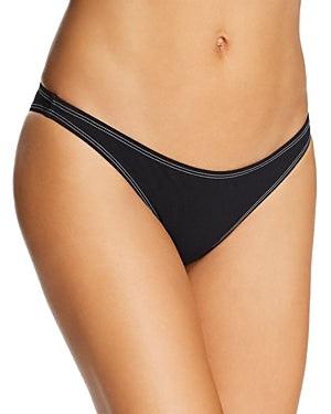 NWT Dolce Vita Stitched World M Solid Black Cheeky Bikini Swim Bottom #100545