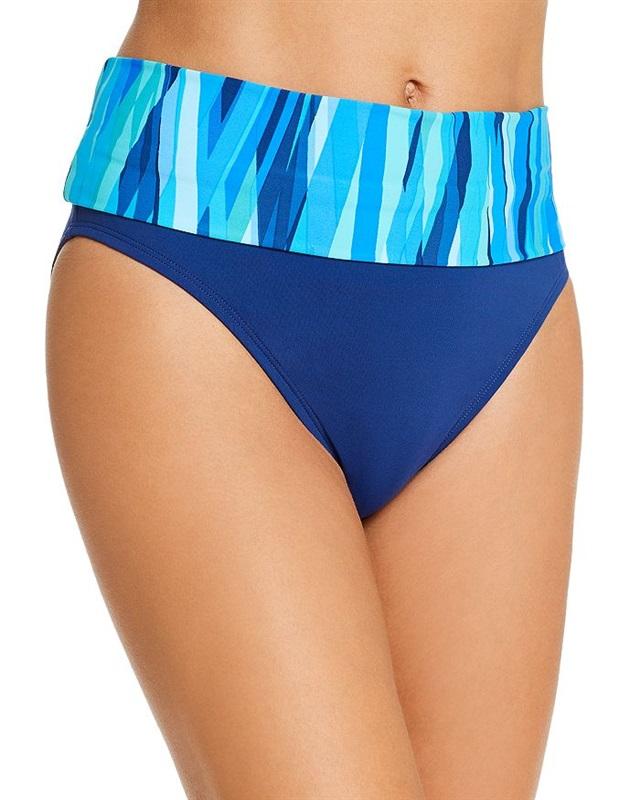 NWT Bleu Rod Beattie Cool Waves SZ 6 Blue High-Waist Bikini Swim Bottom #100628