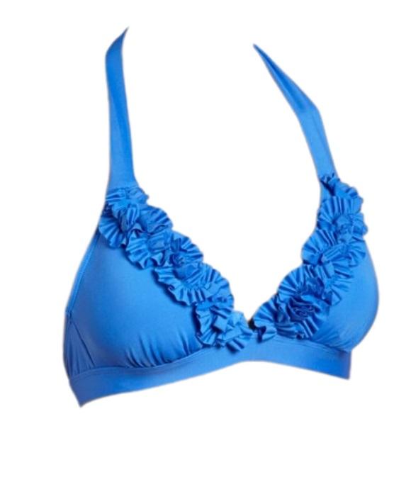 NWT Kenneth Cole Mediterranean Blue S Halter Triangle Bikini Swim Top #101793