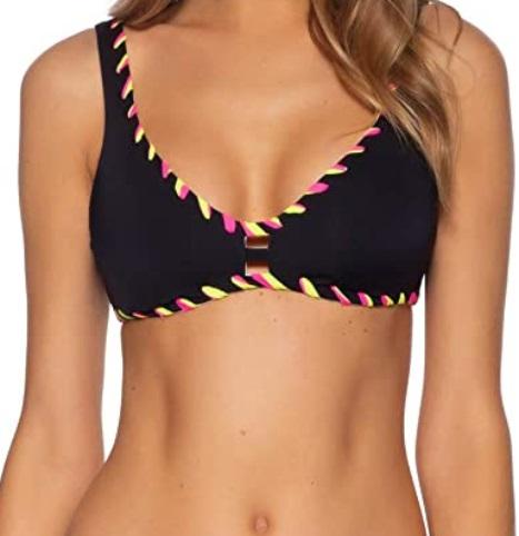 NWT Becca Camille S Reversible Keyhole Scoop Neck Bikini Swim Top #102957