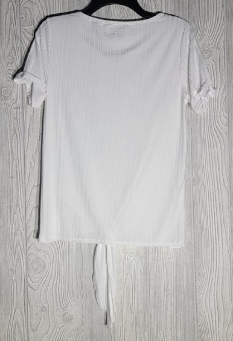 Soft Surroundings S White Ribbed Knot Front T Shirt 102970