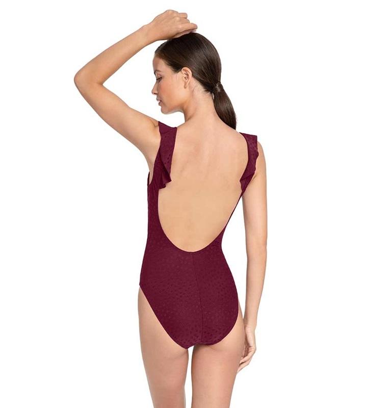 NWT Robin Piccone Julianna SZ 12 Solid Red Ruffled One-Piece Swimsuit #103023
