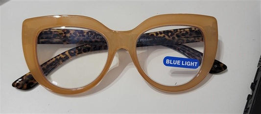 Optique Sheer Camel Nerd 1.25 Cat Eye Thick Reading Nerd Glasses 106656