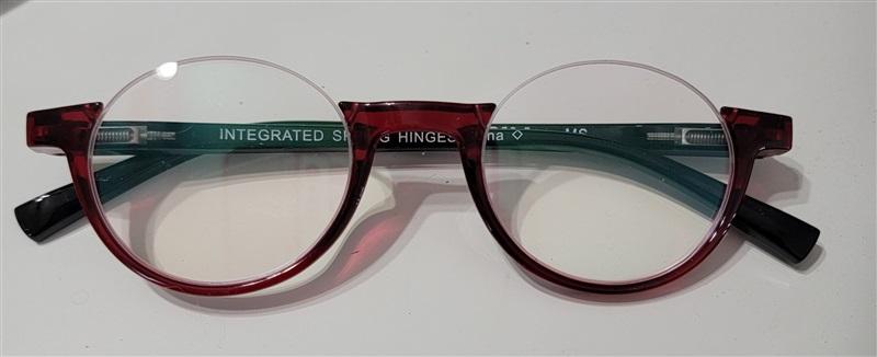 Optique Sheer 1.75 Modern Ben Franklin Half Frame Reading Glass Round Red 106686
