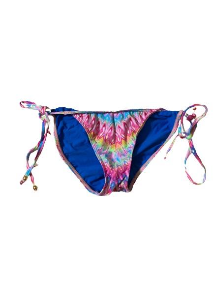NWOT Pilyq Chevron Tie-Dye S Ruched Side-Tie Cheeky Bikini Swim Bottom #109595