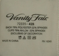 NWOT Vanity Fair 34D Body Caress Full Coverage Wirefree Bra 72335 Beige 109612