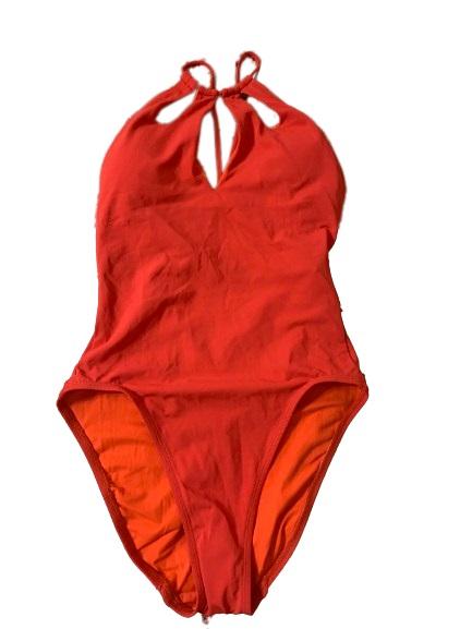 NWOT Robin Piccone Pepper SZ 4 Solid Red High-Neck One-Piece Swimsuit #109662