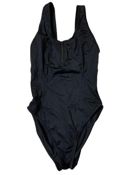 NWOT Palmers Black Solid M Zip-Up Wide-Strap One-Piece Swimsuit #109727