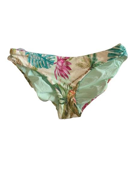 NWOT Pilyq Tulum M Palm Ruched Cheeky Reversible Bikini Swim Bottom #109750