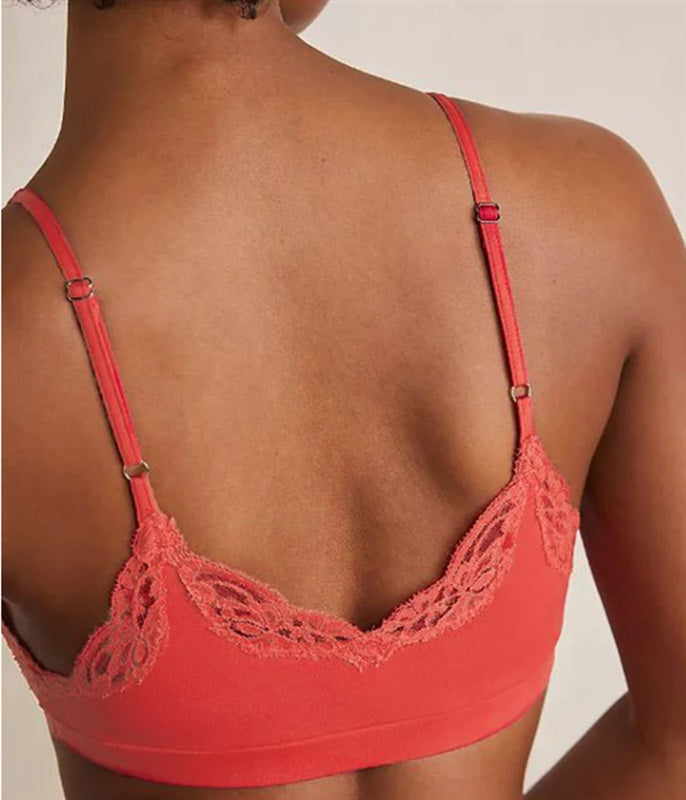 NWT Only Hearts M DELICIOUS WITH LACE HIGH POINT BRALETTE Papaya 110088