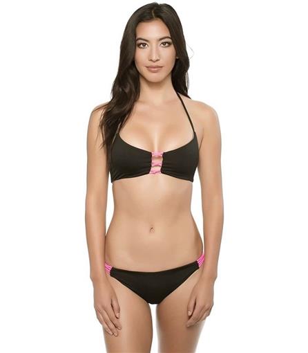 NWT Basta XS Surf Reversible Bondi Bungee Halter Bikini Swimsuit Black #110101