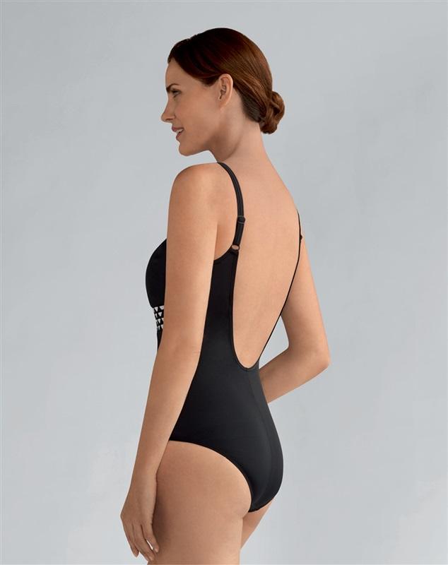 NWT Amoena Cocos 18B One Piece Post-Surgery Swimsuit Black 110193