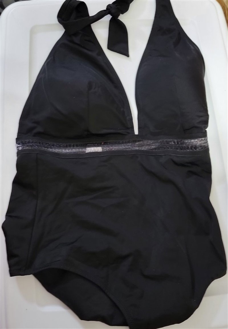 NWT Zingara 8 1Pc MESH HALTER Swimsuit Black 110549