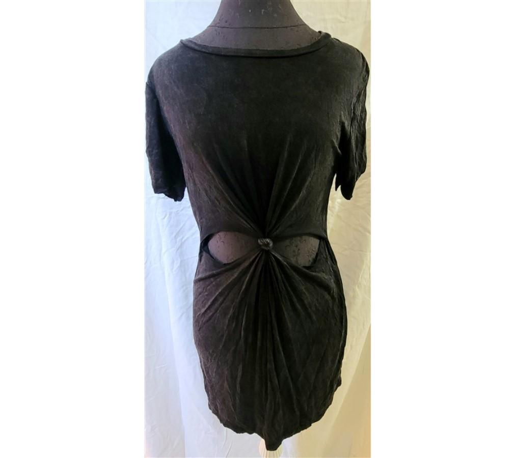 New Honey Punch Anthropologie S Distressed Black Acid Wash Cutout Dress #111687