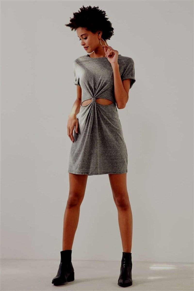 New Honey Punch Anthropologie S Distressed Grey Acid Wash Cutout Dress #111688