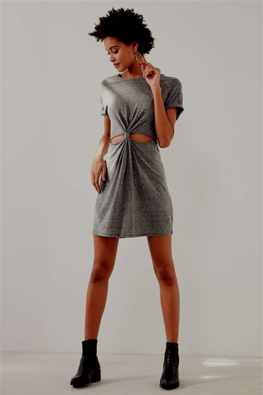 New Honey Punch Anthropologie S Distressed Grey Acid Wash Cutout Dress #111688