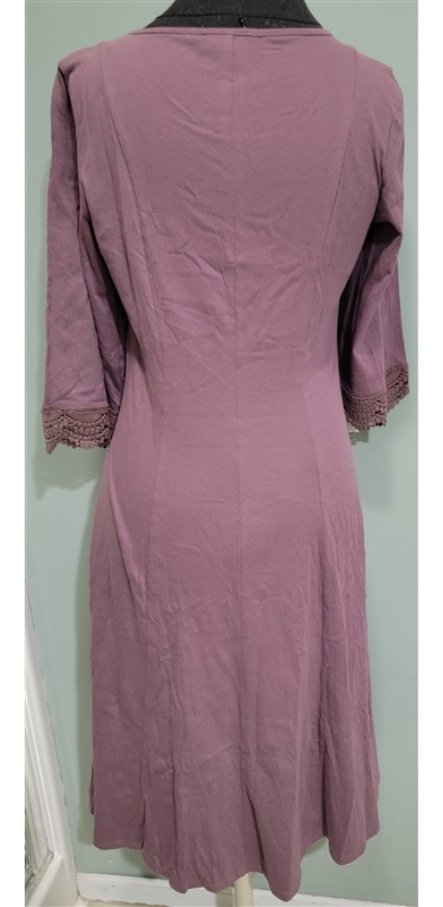 Coldwater Creek PS Timeless Fit & Flare Crochet Lace Accent Dress Mauve #113045