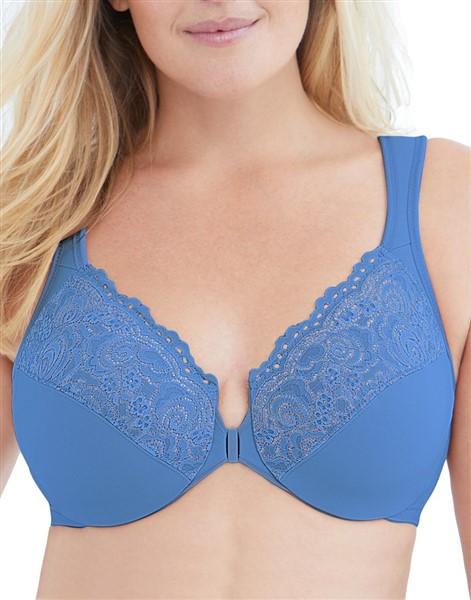NWOT Glamorise 36C Elegance Front Close Underwire Bra 1245 Blue 113057